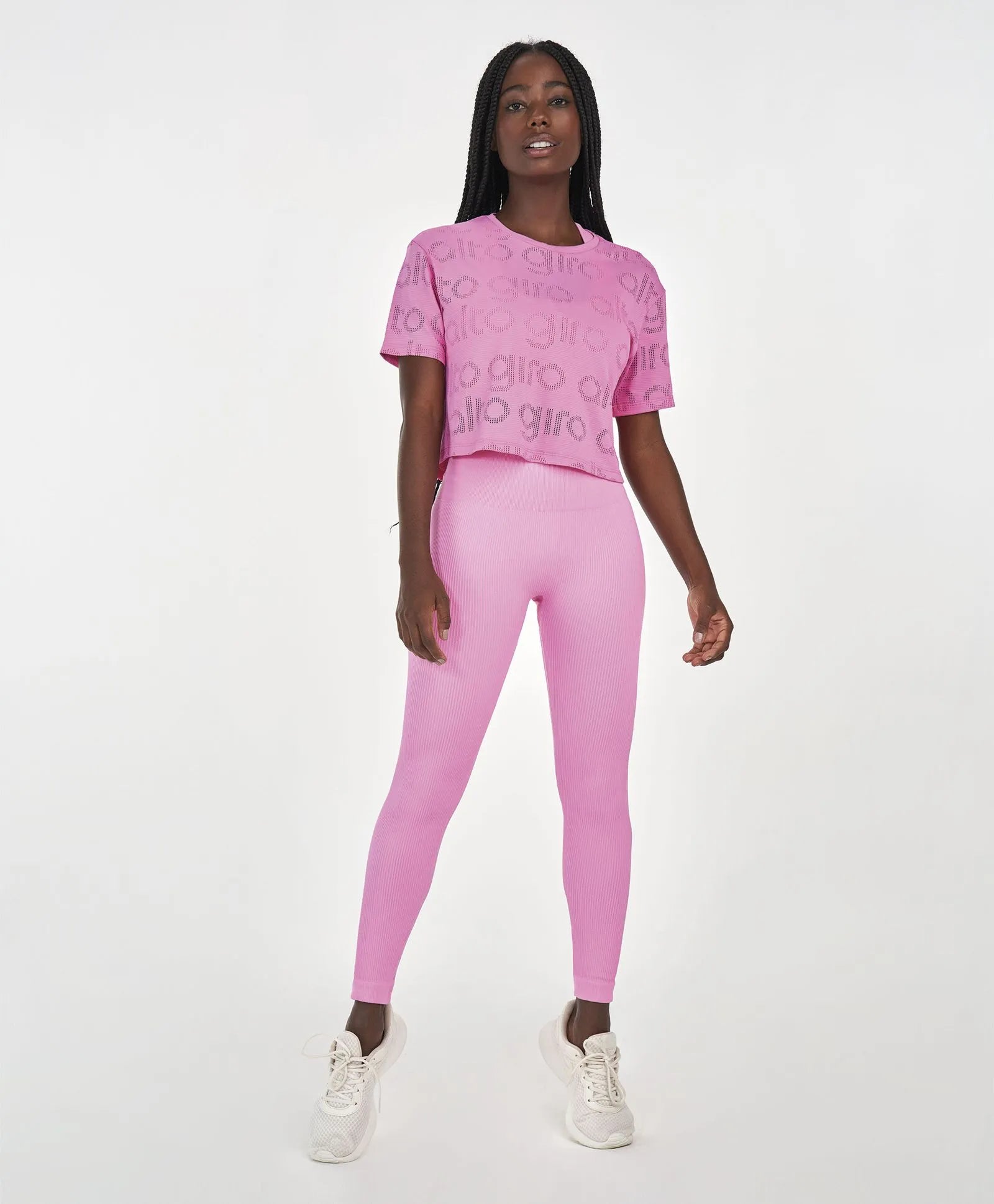 T-Shirt Cropped Mesh Rosa Alto Giro