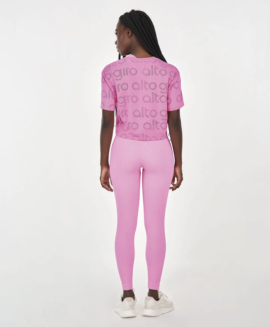 T-Shirt Cropped Mesh Rosa Alto Giro