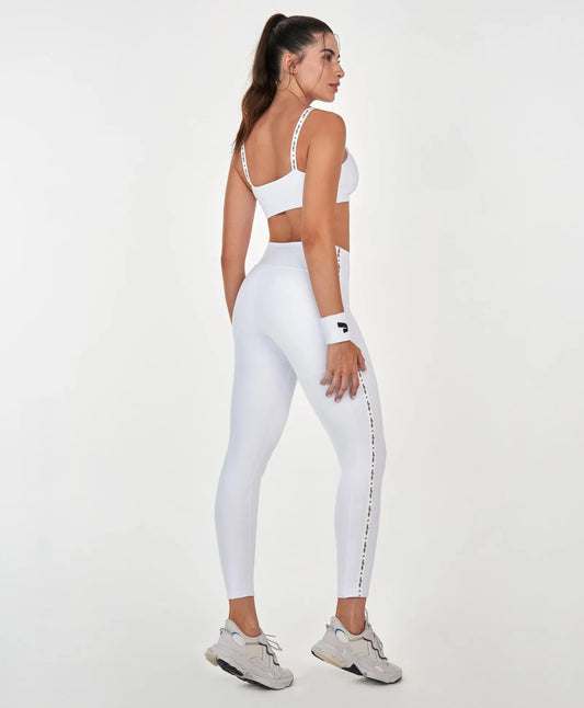 Legging Elástico Personalizado Branco Alto Giro