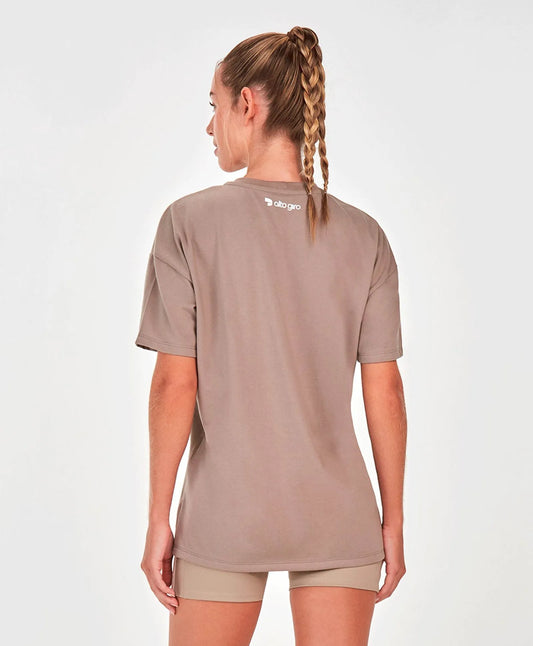 T-Shirt Oversized Wellness Bege Alto Giro