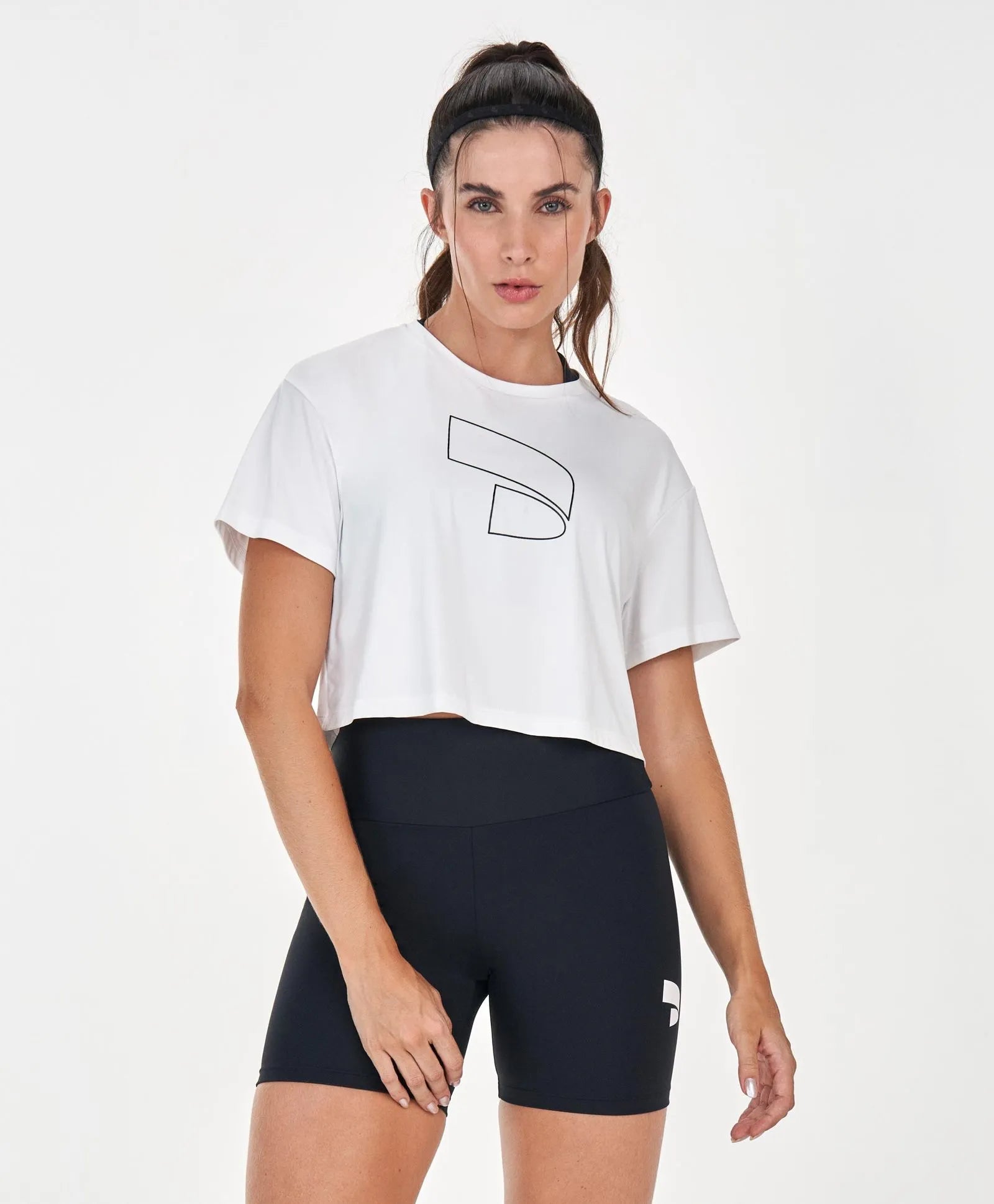 T-Shirt Cropped Símbolo Branco Alto Giro