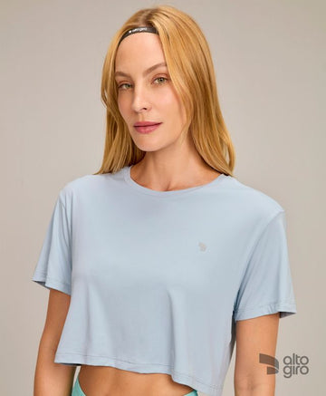 T-shirt Cropped Eterna Azul Cristalino Alto Giro