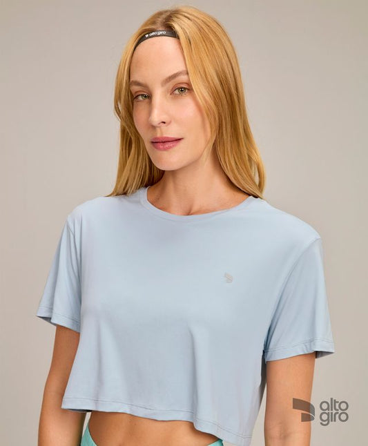 T-shirt Cropped Eterna Azul Cristalino Alto Giro