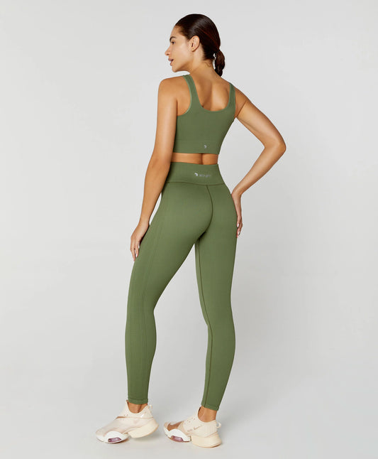 Conjunto Top e Legging Seamless Verde Alto Giro