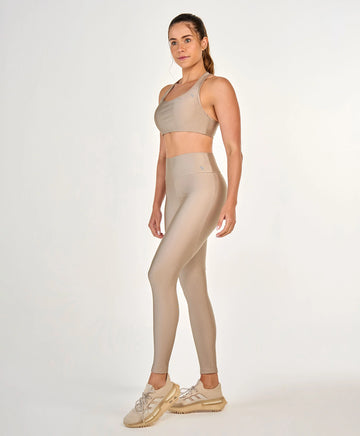 Legging Eterna Shine Bege Alto Giro