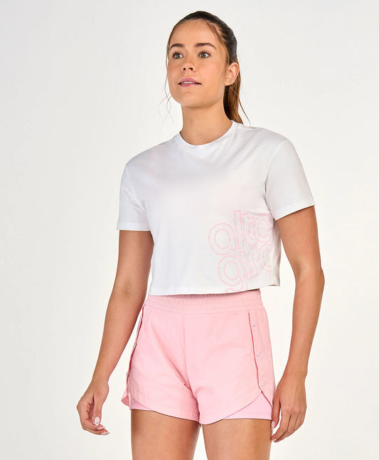 T-shirt Cropped Algodao Branco Alto Giro