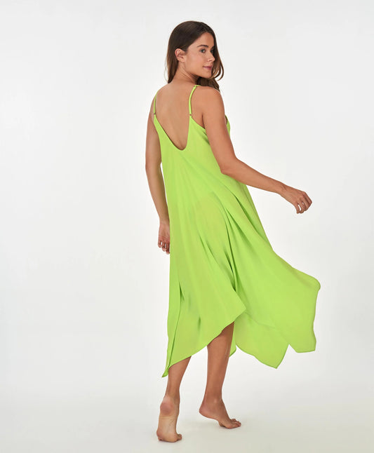 Vestido Geometrico Amplo Verde Alto Giro