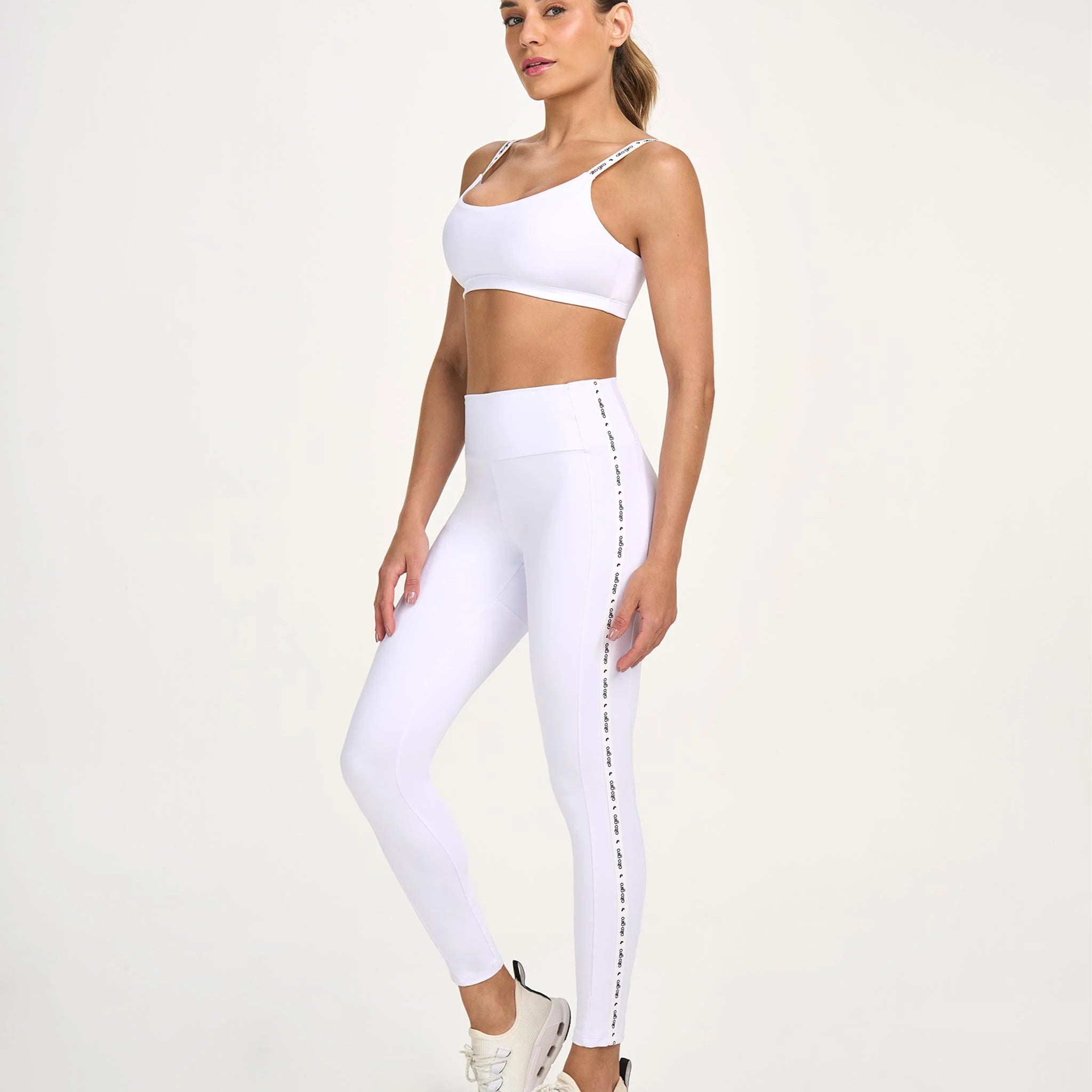 Legging Elástico Personalizado Branco Alto Giro