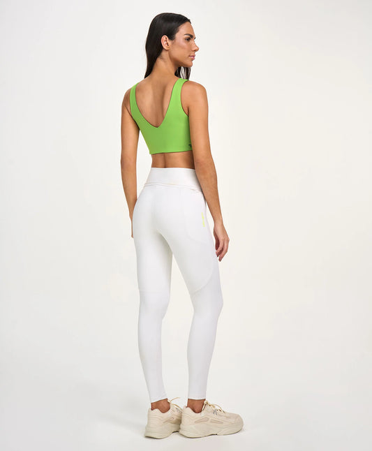 Legging Com Cordão e Bolso Off White Alto Giro