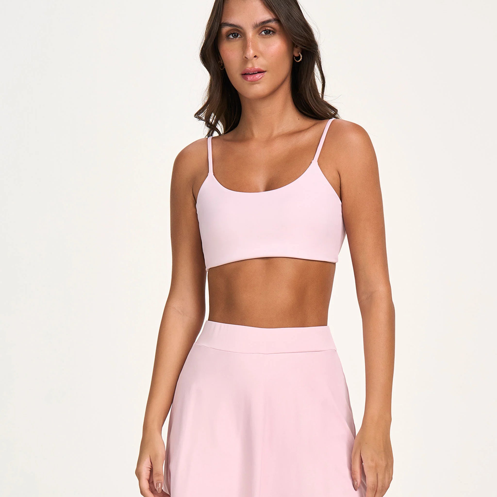 Top Eterno Liso Costas Decotada Rosa Calmo Alto Giro