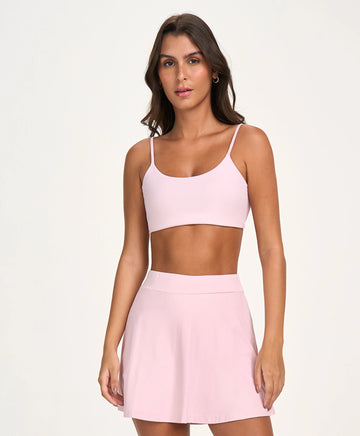 Top Eterno Liso Costas Decotada Rosa Calmo Alto Giro
