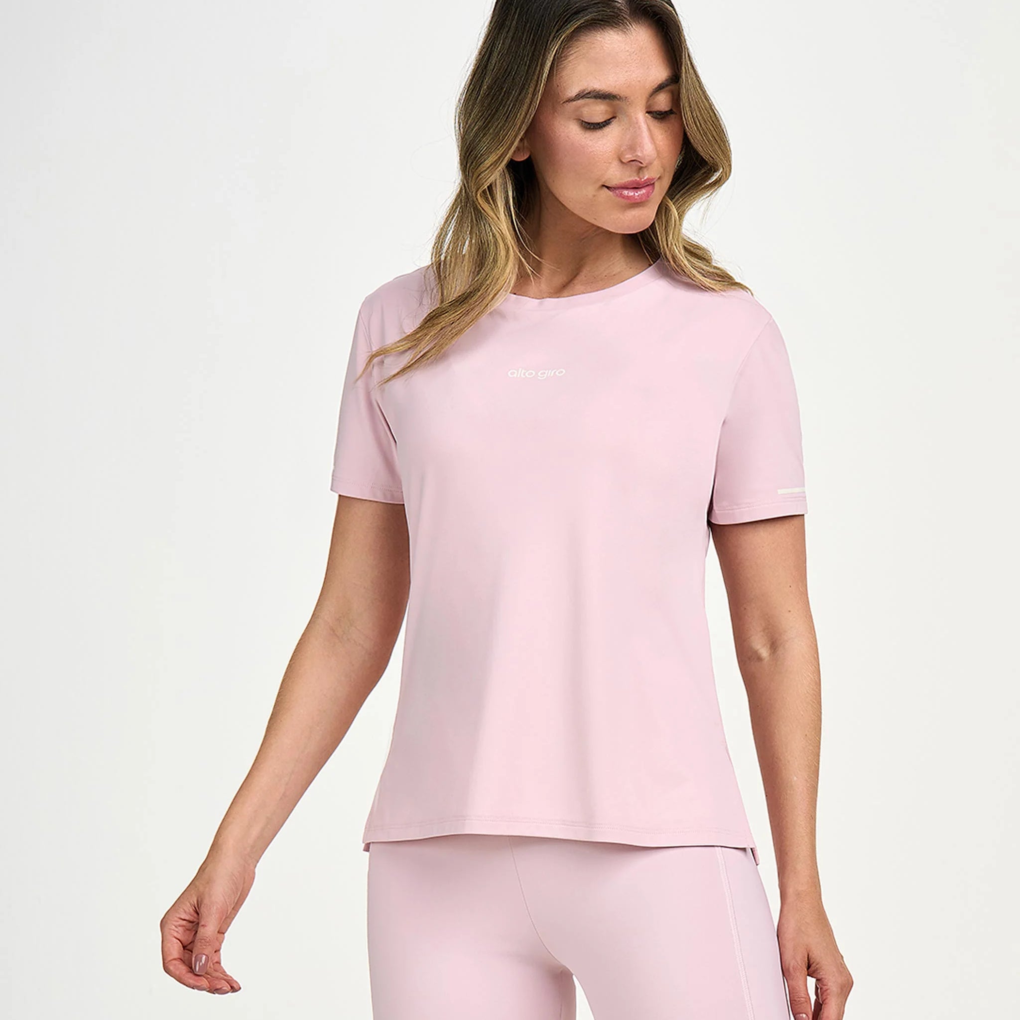 T-shirt Básica Refletivos Rosa Calmo Alto Giro