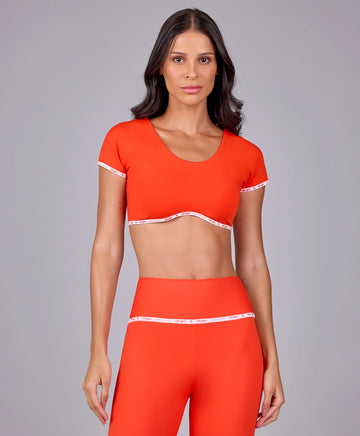 Top Manga Com Elastico Personalizado Vermelho Energia Alto Giro