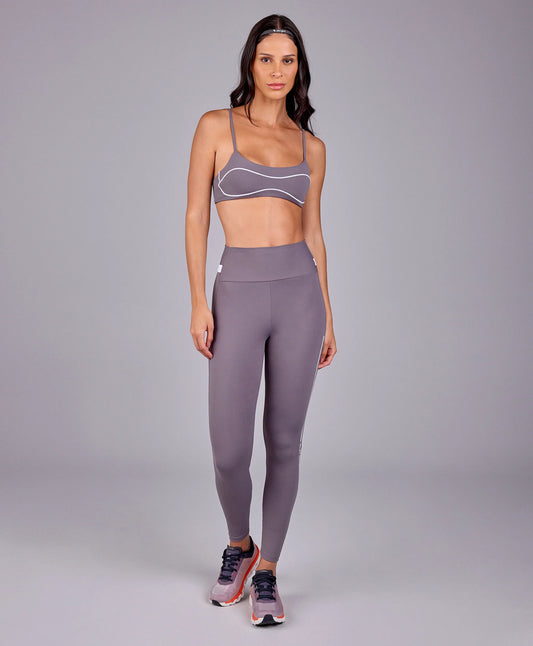 Conjunto Top e Legging Estampa Bicolor Cinza Alto Giro