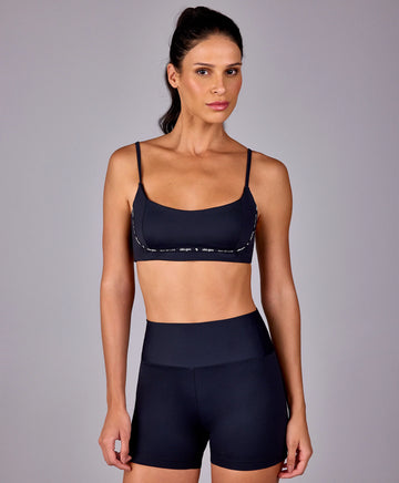 Top Alças Finas e Elastico Personalizado Preto Alto Giro