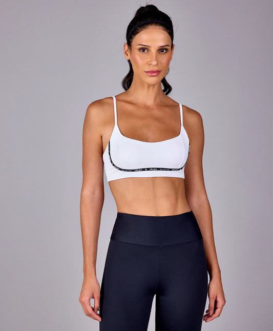 Top Alças Finas e Elastico Personalizado Branco Alto Giro