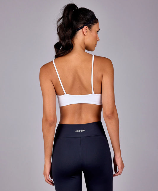Top Alças Finas e Elastico Personalizado Branco Alto Giro