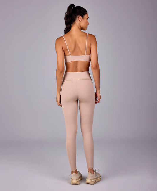 Conjunto Top e Legging Cos Elastico Bege Suave Alto Giro