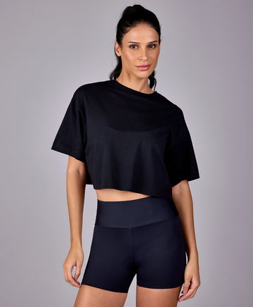T-shirt Cropped Pala E Tule Costas Preto Alto Giro