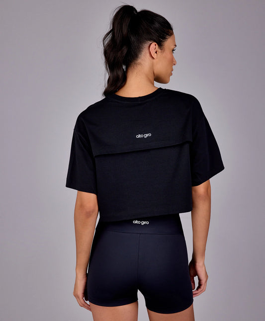 T-shirt Cropped Pala E Tule Costas Preto Alto Giro