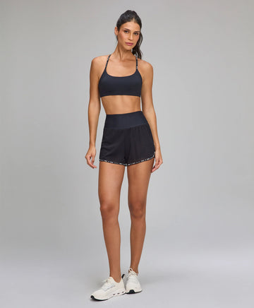Shorts Sobreposto Tule Elástico AG Preto Alto Giro