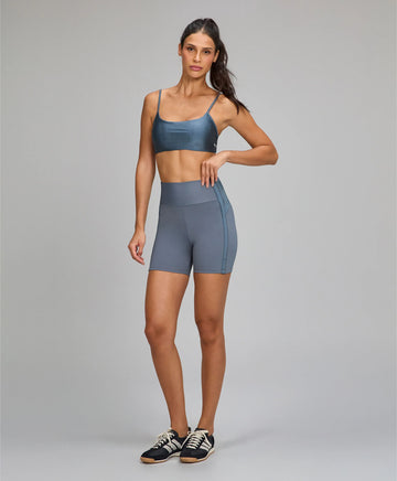 Shorts Recorte Shine Cinza Metropole Alto Giro