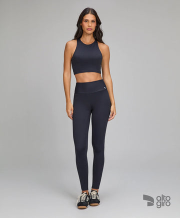 Conjunto Top e Legging Bolsos Laterais e Refletivos Preto Alto Giro