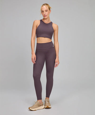 Legging Bolsos Laterais e Refletivos Marrom Nobre Alto Giro