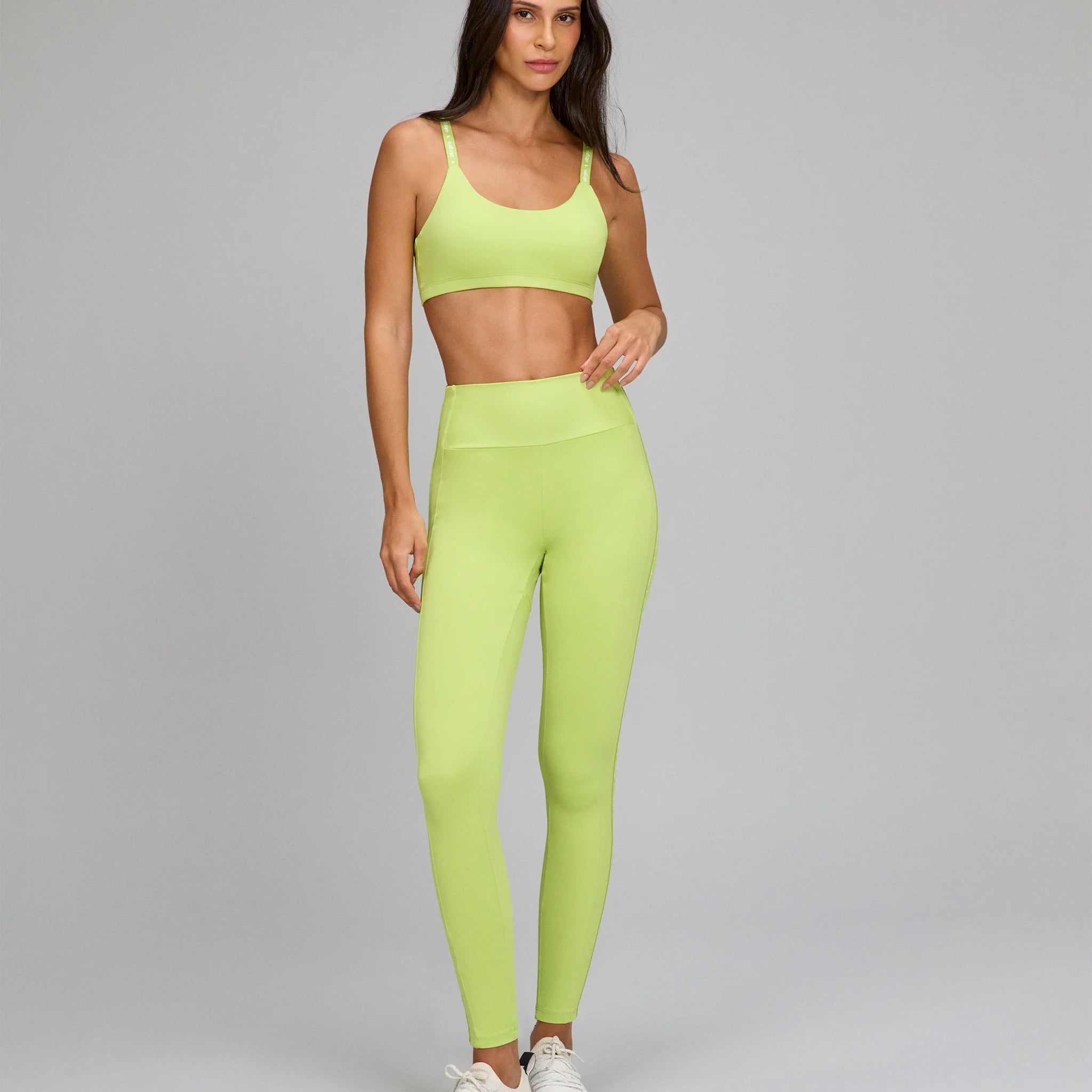 Legging Elástico Personalizado Verde Primavera Alto Giro