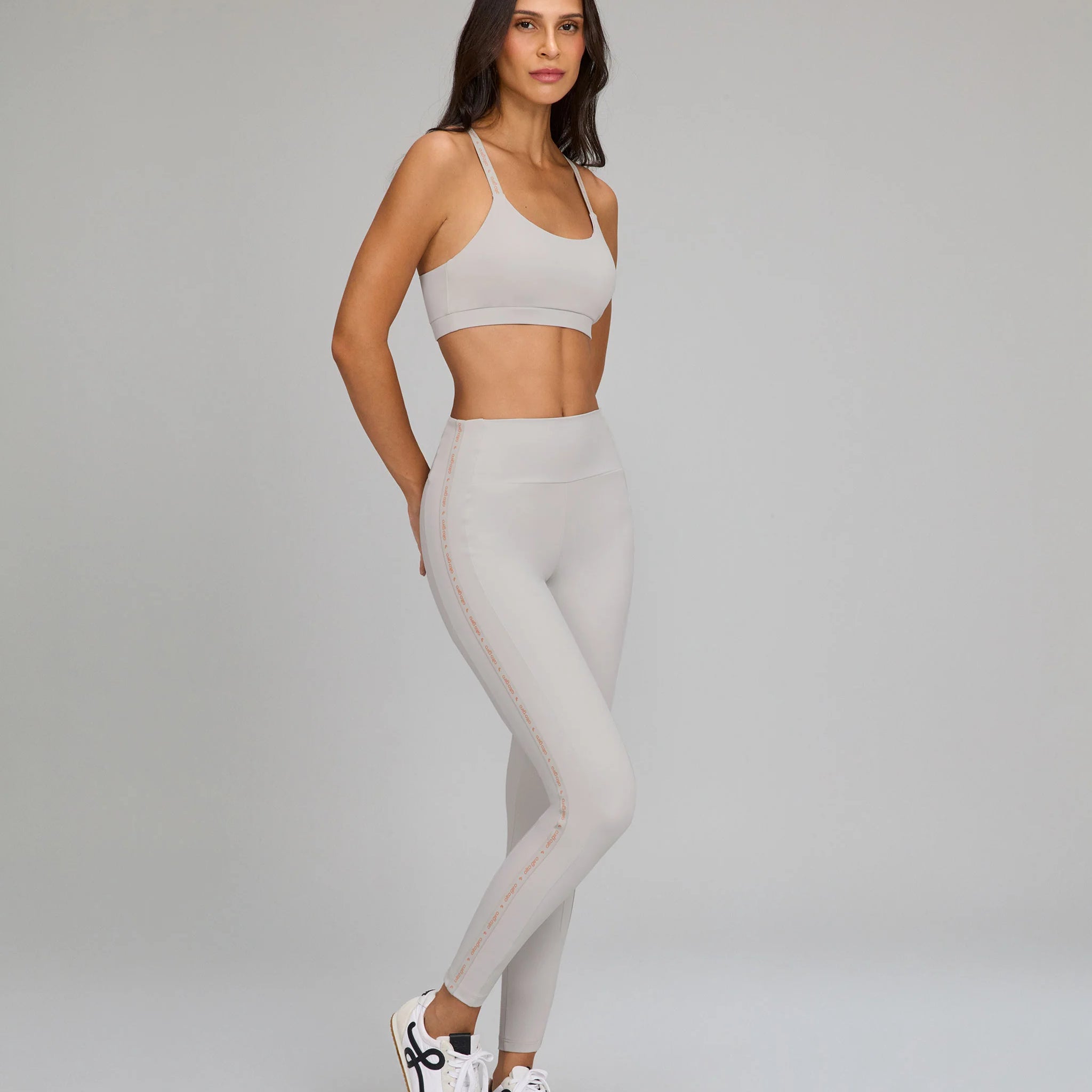 Legging Elástico Personalizado Cinza Nevoa Alto Giro