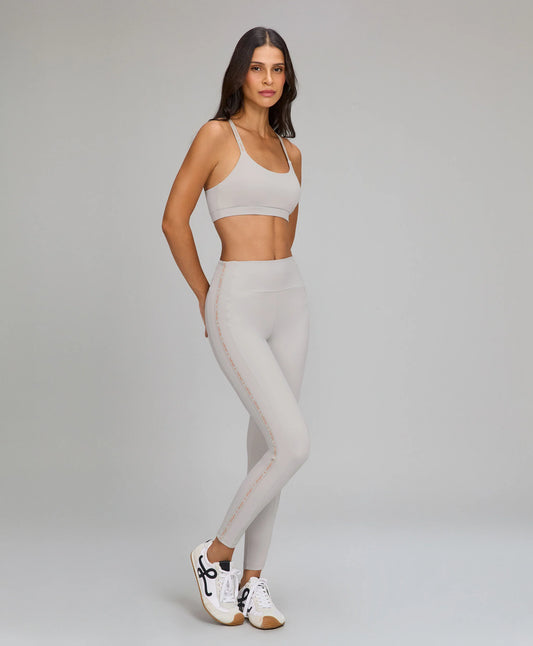 Legging Elástico Personalizado Cinza Nevoa Alto Giro
