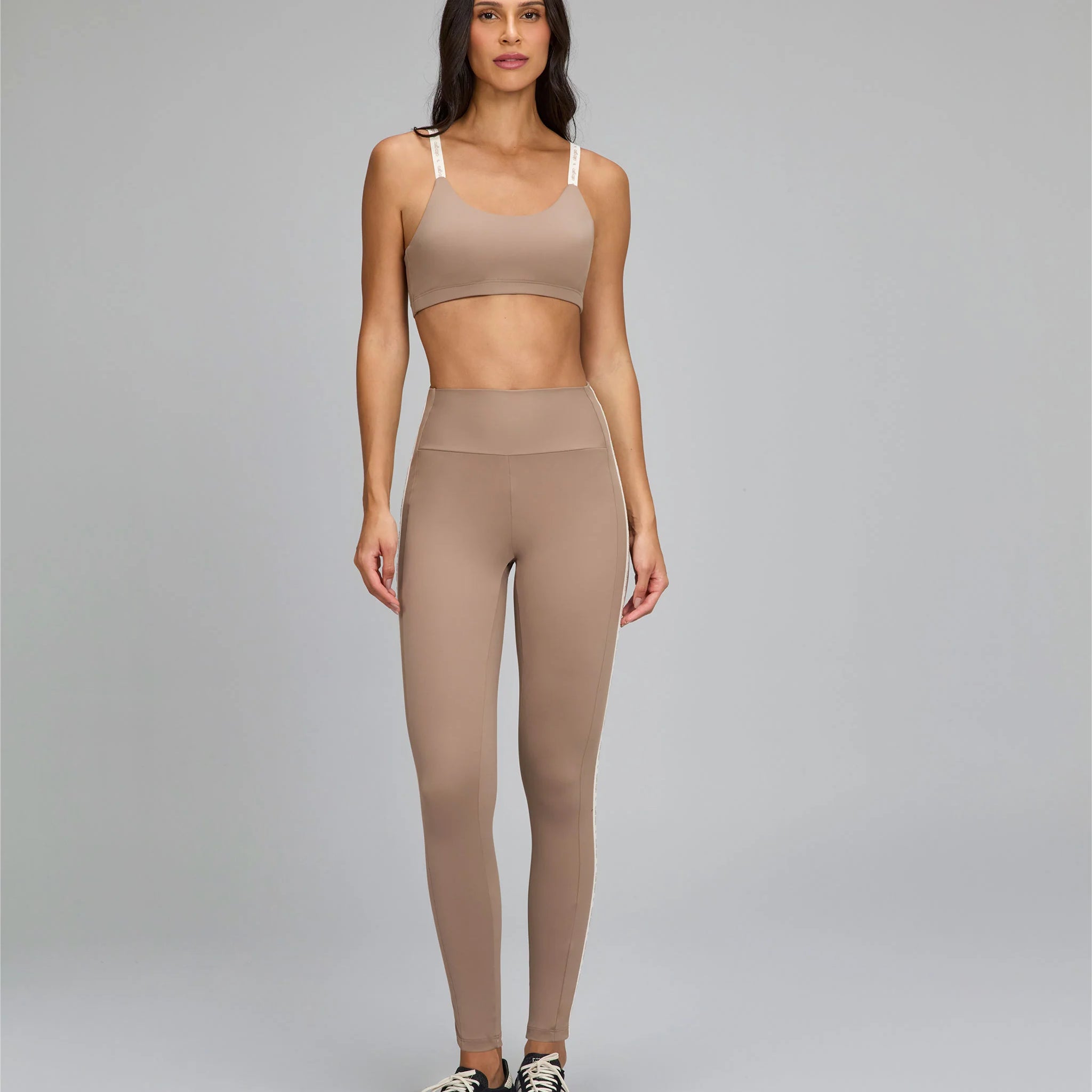 Legging Elástico Personalizado Bege Escuro Alto Giro