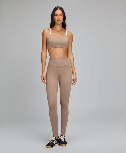 Legging Elástico Personalizado Bege Escuro Alto Giro