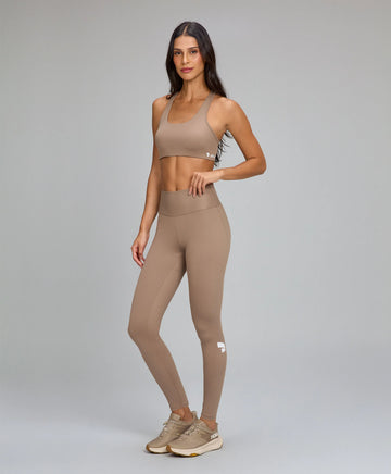 Legging Essentials Bege Escuro Alto Giro