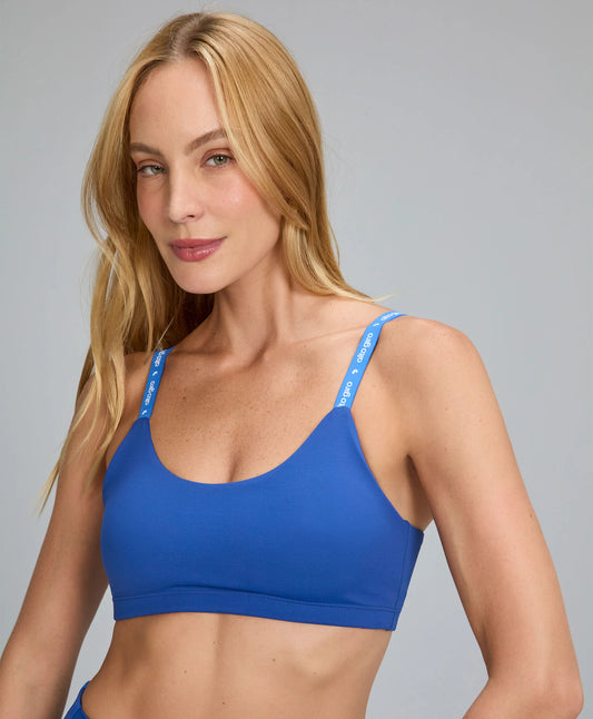 Top Elástico Personalizado Azul Blueberry Alto Giro
