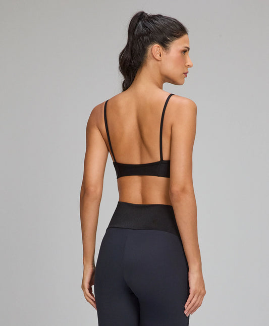Top Shine Alças Finas Preto Alto Giro