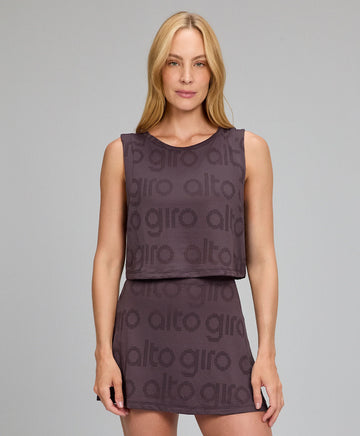 Regata Cropped Mesh Marrom Nobre Alto Giro