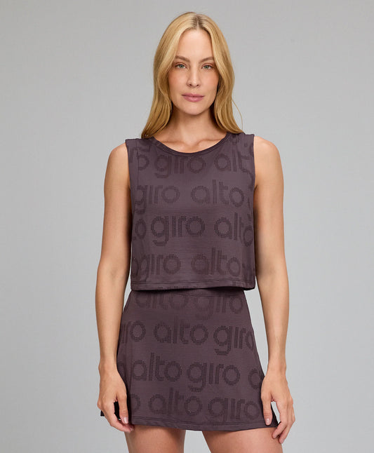Regata Cropped Mesh Marrom Nobre Alto Giro