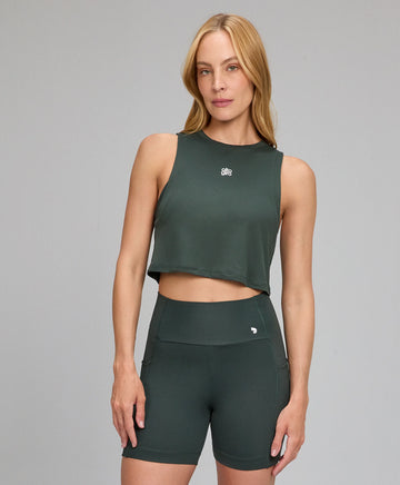 Regata Cropped Refletivos Verde Escuro Alto Giro