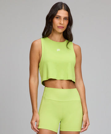 Regata Cropped Refletivos Verde Primavera Alto Giro