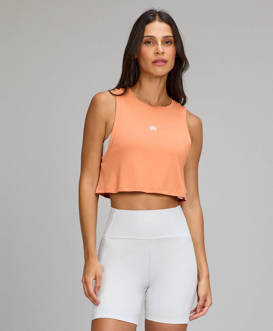 Regata Cropped Refletivos Laranja Pessego Alto Giro