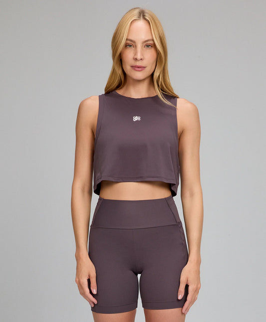 Regata Cropped Refletivos Marrom Nobre Alto Giro