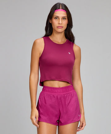 Regata Eterna Cropped Roxo Cereja Alto Giro