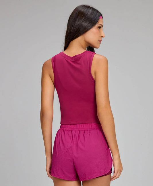 Regata Eterna Cropped Roxo Cereja Alto Giro