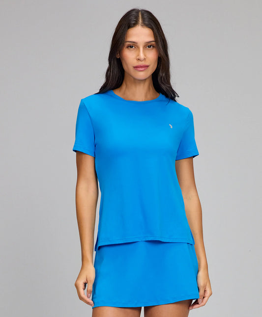 T-shirt Eterna Gola Redonda Azul Ciano Alto Giro
