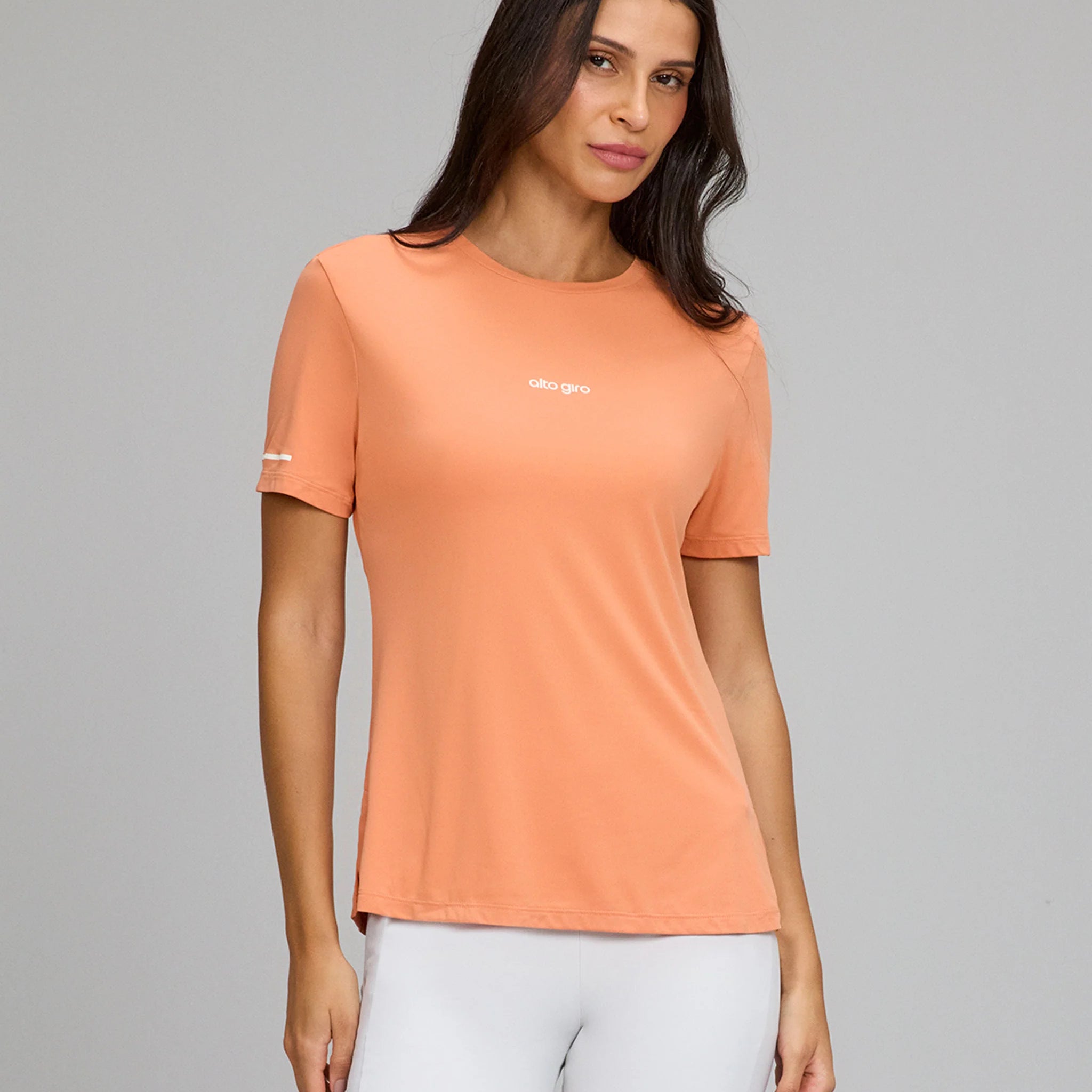 T-shirt Básica Refletivos Laranja Pessego Alto Giro