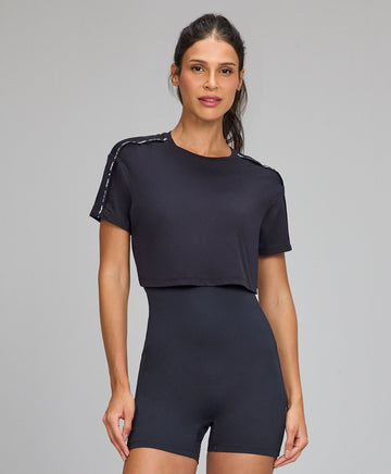 T-shirt Cropped Elástico Personalizado Preto Alto Giro