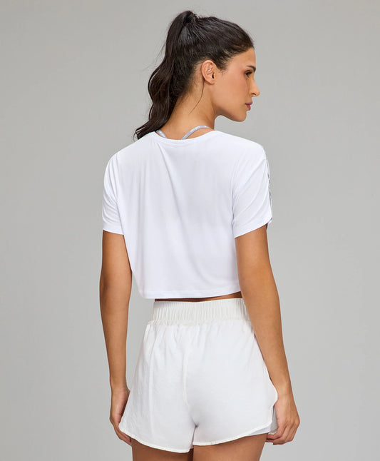 T-shirt Cropped Elástico Personalizado Branco Alto Giro