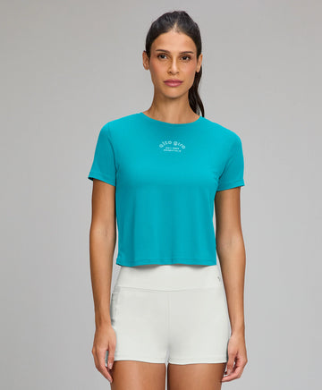 T-shirt Cropped Essentials Azul Luminoso Alto Giro