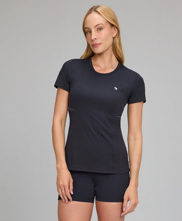 T-shirt Com Tule e Refletivos Preto Alto Giro
